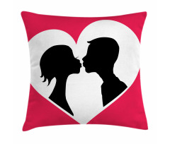 Couple Silhouette in Heart Pillow Cover