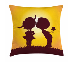 Children Silhouettes Pillow Cover