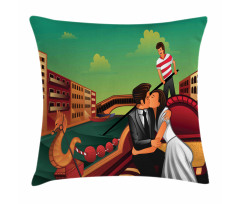 Romantic Couple on Gondola Pillow Cover