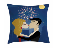 Couple Fireworks at Night Pillow Cover