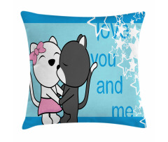 Love You and Me with Cats Pillow Cover