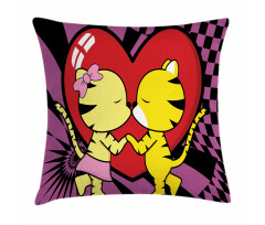 Cartoon Tigers Heart Pillow Cover