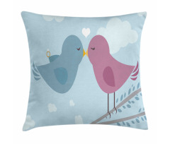 Simple Birds Romance Doodle Pillow Cover