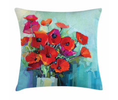 Poppy Flowers in Vase Pillow Cover