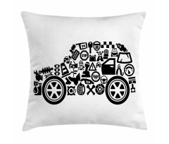 Car Shape Pictograms Pillow Cover