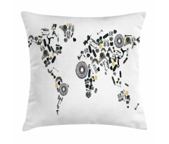 Car Parts World Map Pillow Cover