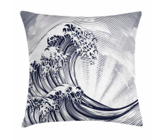 Oriental Japanese Waves Pillow Cover