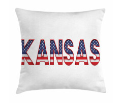 Kansas in Striped Lettering Pillow Cover