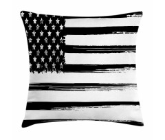 Grunge Monochrome USA Flag Pillow Cover