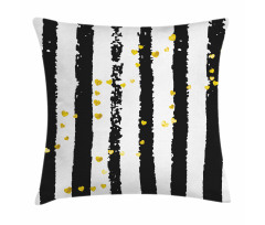 Hearts on Grunge Stripes Pillow Cover