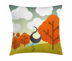 Abstract Bird Trees and Cloud Pillow Cover