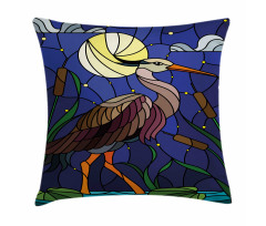 Stain Glass Brown Tone Heron Pillow Cover