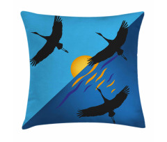 Flying Bird at Horizon Sunset Pillow Cover