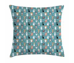 Cats and Dogs Species Pillow Cover