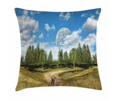 Running Dog Trees Sky Pillow Cover