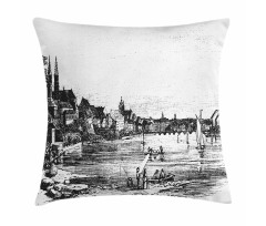 Vintage Cityscape of Istria Pillow Cover