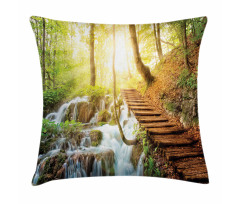 Deep Forest with Stream Pillow Cover