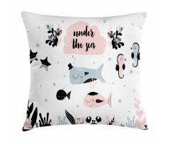 Under the Sea Fauna Cartoon Pillow Cover