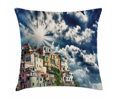 Mediterranean Coast Houses Pillow Cover