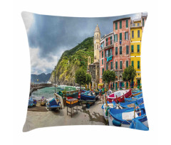 Italian Village House Boat Pillow Cover