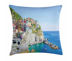 Colorful Coastal Village Pillow Cover