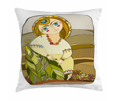 Traditional Slavic Girl Pillow Cover