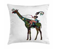 Girl Riding Giraffe Pillow Cover