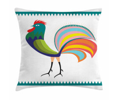 Vivid Polish Rooster Motif Pillow Cover