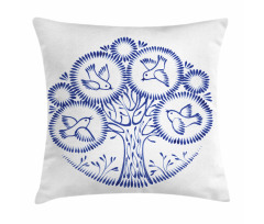 Birds in Botany Circles Pillow Cover