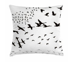 Monochrome Flying Birds Pillow Cover