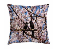 Birds on Sakura Tree Pillow Cover