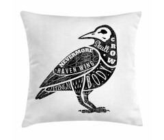 Gothic Bird Font Pattern Pillow Cover