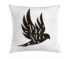 Be Free Text on Flying Bird Pillow Cover