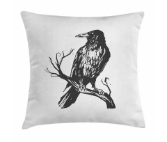 Bird on Bare Branch Art Pillow Cover