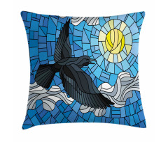 Stained Glass Bird Sky Pillow Cover