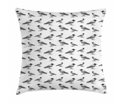 Sketchy Monochrome Bird Pillow Cover