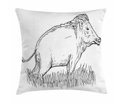 Outline Sketch Wild Boar Pillow Cover