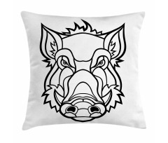 Uncolored Wild BoarHead Pillow Cover