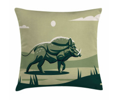 Wild Boar with Tusks Art Pillow Cover