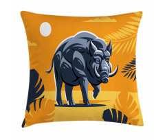 Hog Boar Tropical Leaves Pillow Cover