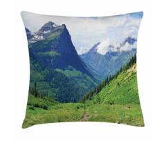 Summer Cloudy Peaks and Grass Pillow Cover