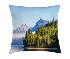 Forest with Misty Mountains Pillow Cover