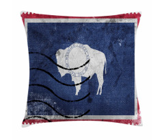 Old Postage Stamp Like Flag Pillow Cover