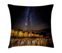 Milky Way Aspens and Tetons Pillow Cover