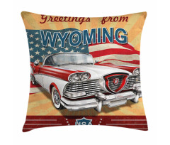 Vintage Car and Greetings Pillow Cover