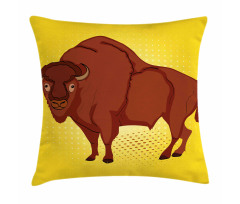 Comic Book Drawn Bison Pillow Cover