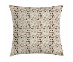 Sketch Cultural Item Pattern Pillow Cover