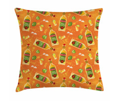 Shot Glasses Bottles Limes Pillow Cover