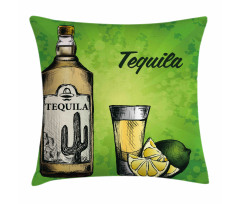 Bottle Shot Glass and Lime Pillow Cover