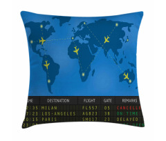 Departure Board World Map Pillow Cover